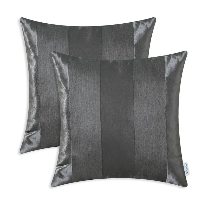 

2PCS CaliTime Cushion Cover Pillows Shell Jacquard Striped Home Sofa Decor 18" X 18" (45cm X 45cm)