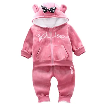 

Kids Girls Gold velvet Winter Clothing Sets Winter 2pcs Clothes Set for Girl hoodies+pants Toddler Children Set Clothing