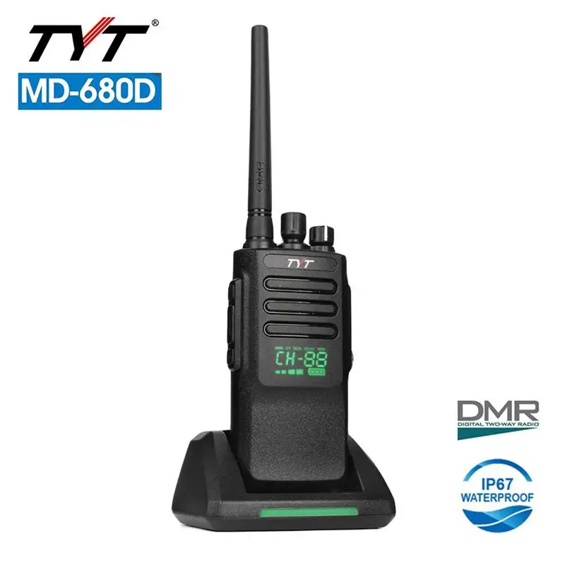 TYT MD-680D светодиодный Дисплей DMR цифровой/аналоговый два-передающие устройства высокого Мощность 10/5 W IP67 влагонепроницаемые Walkie Talkie