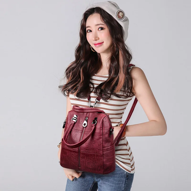 2018New moda mujer mochila de alta calidad de cuero mochilas para adolescentes mochila 2018New moda mujer mochila de alta calidad de cuero mochilas para adolescentes mochila