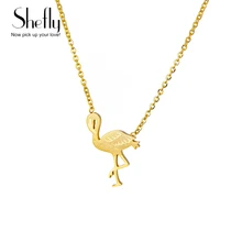 16in высокое качество колье из нержавеющей стали ожерелье в форме Фламинго кулон для женщин золото серебро Цвет Ювелирные ожерелья с кулоном