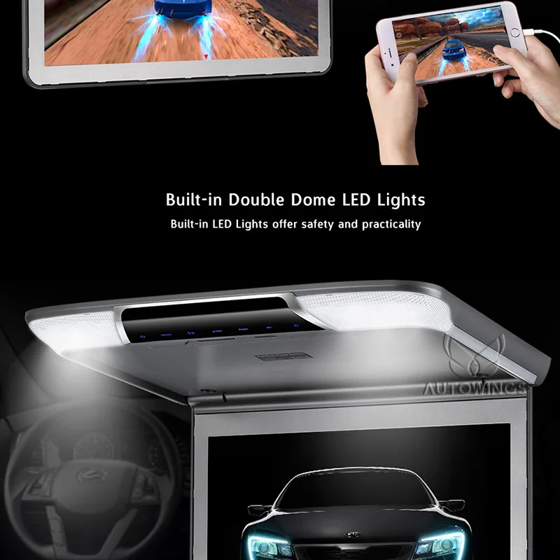 Excellent 11.6 inch Full HD 1920*1080 TFT Car Monitor Roof Mounted Overhead for Car Flip Down Monitor-Set Video Player Display USB SD HDMI 10