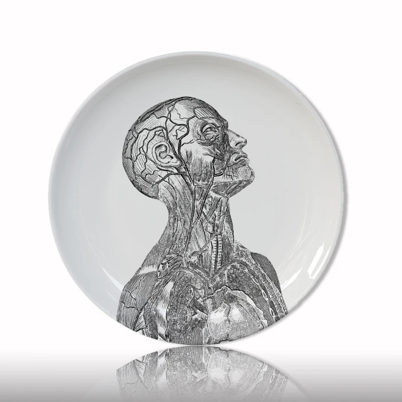 Najtaniej Struktura ludzkiego ciała ozdobny talerz artystyczny talerz ceramiczny rzemiosło białe i czarne do farbowania płyta do dekoracji wnętrz danie studyjne