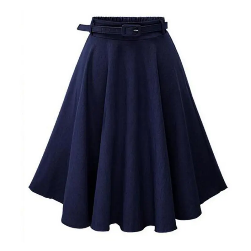 Летние женские джинсовые юбки из денима трапециевидная повседневная юбка с высокой эластичной талией уличная плиссированная женская одежда миди - Цвет: DL