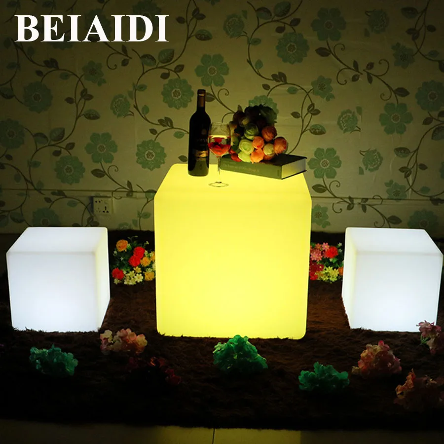 BEIAIDI IP68 Outdoor Garden LED Cube Table Lights 16 RGB Color