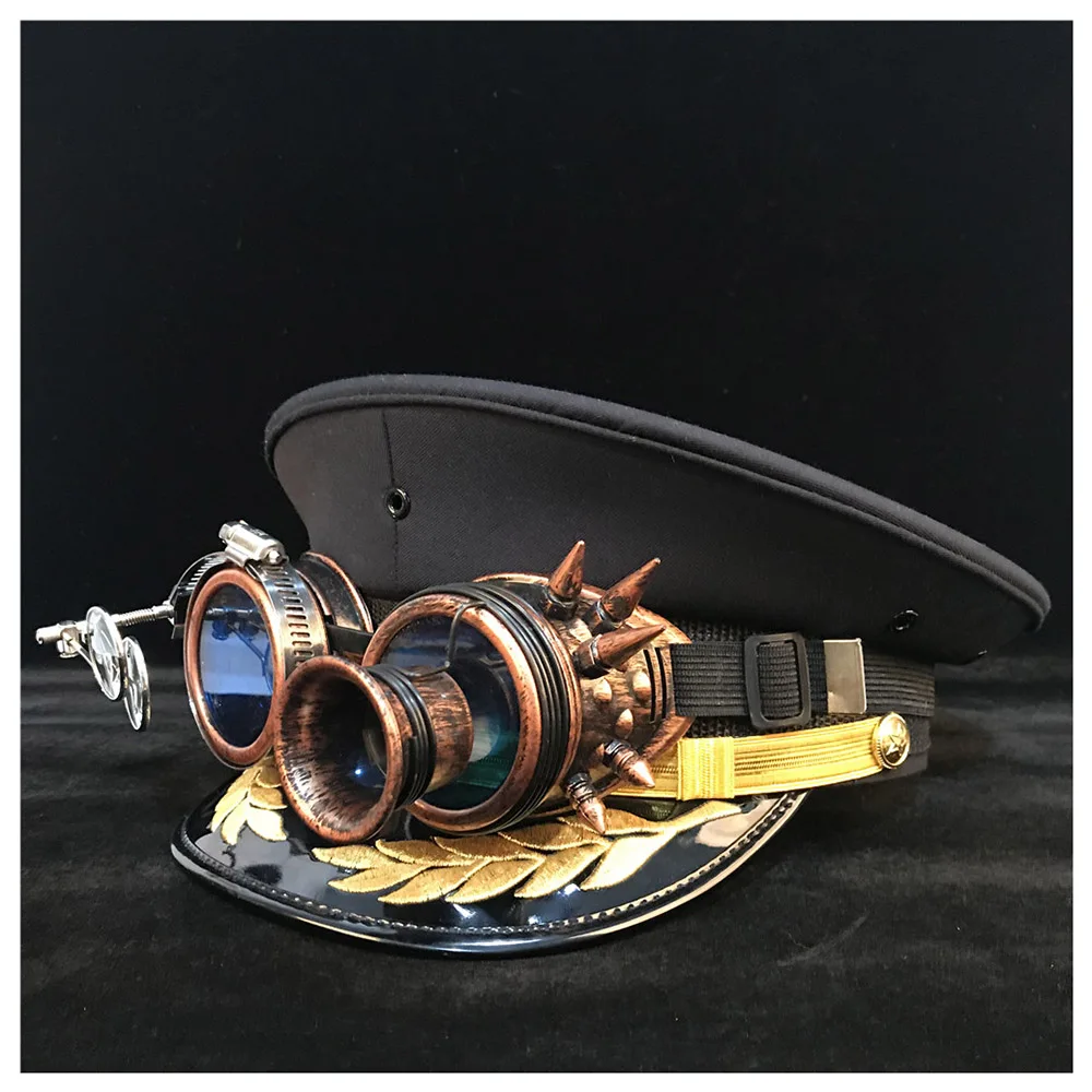 

Fashion Steampunk Women Men Military Hats Germany Officer Visor Cap Army Hat Cortical Police Cap Cosplay Hat Size S M L XL XXL