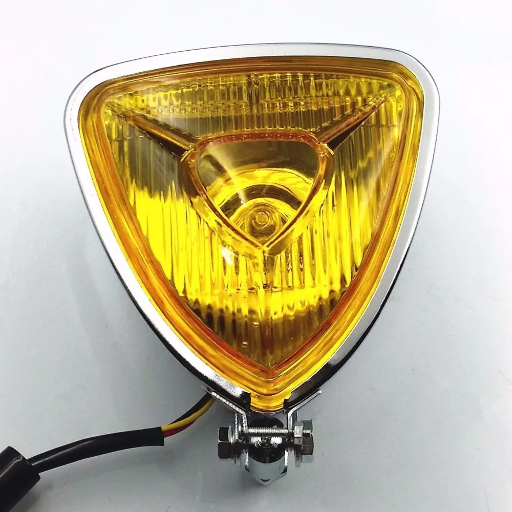Amber Triangle Motorcycle Accessories Parts Headlight For Harley Honda