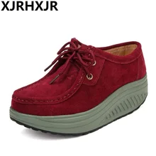 Fashion 2017 New Women Genuine Leather Wedge Platform Shoes Woman Swing Single Casual Wedges Women Loafer цена Fashion 2017 New Women Genuine Leather Wedge Platform Shoes Woman Swing Single Casual Wedges Women Loafer цены онлайн