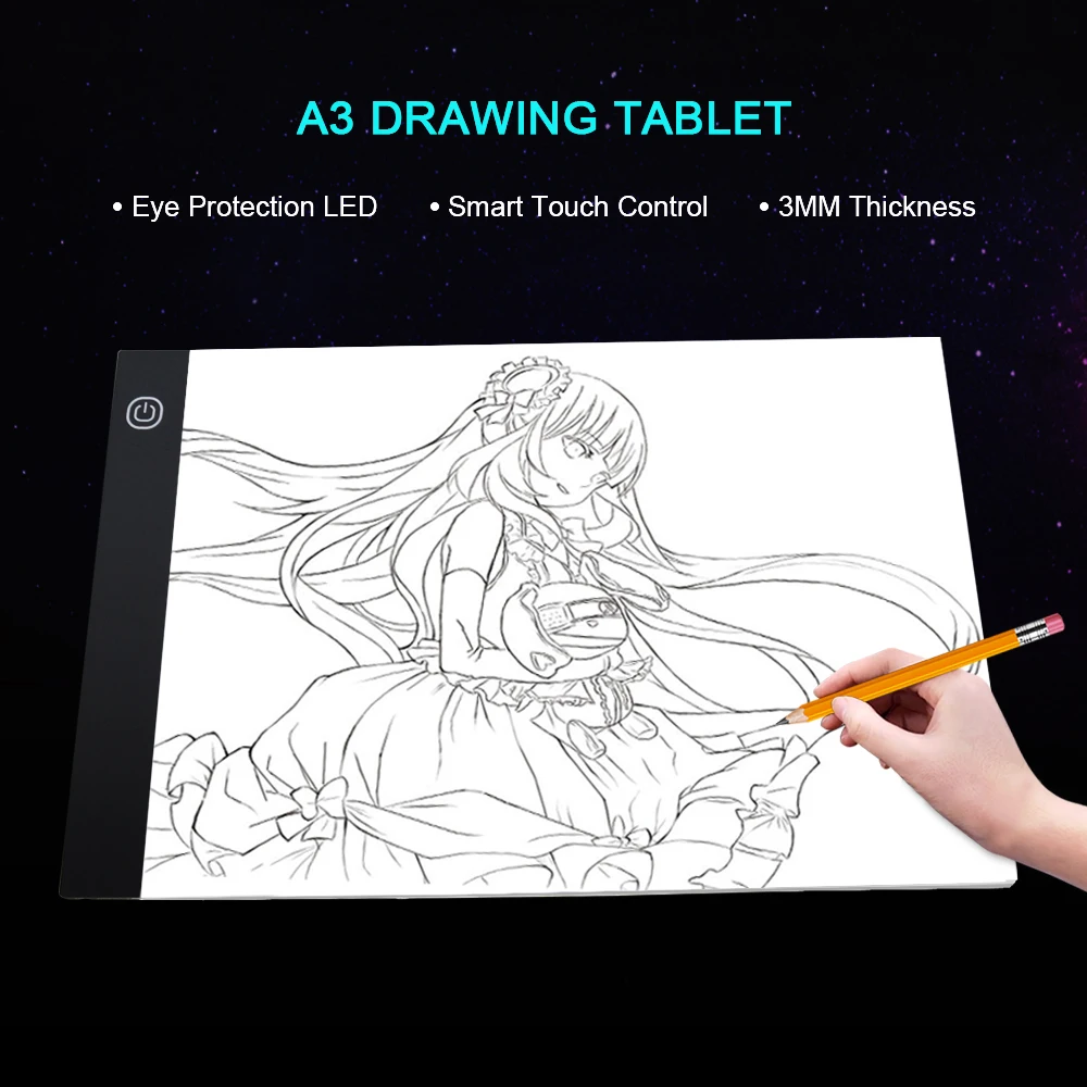 Графический планшет A3 планшет со светодиодной подсветкой большой размер трассировочный свет коробка копировальная доска Рисование письменный стол рисуйте наброски анимация