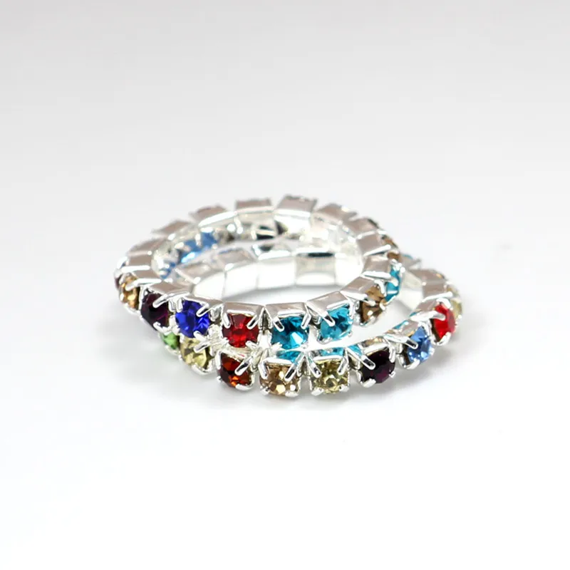 Mixed  Colorful  Elastic Crystal Toe Rings Multi-layer Choose Finger Foot Rings For Women