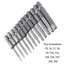 Ручные инструменты 1/" набор магнитных сверл для отвертки Torx 12 шт. T5-T40 отвертка для дрели с шестигранной плоской головкой Torx 50 мм