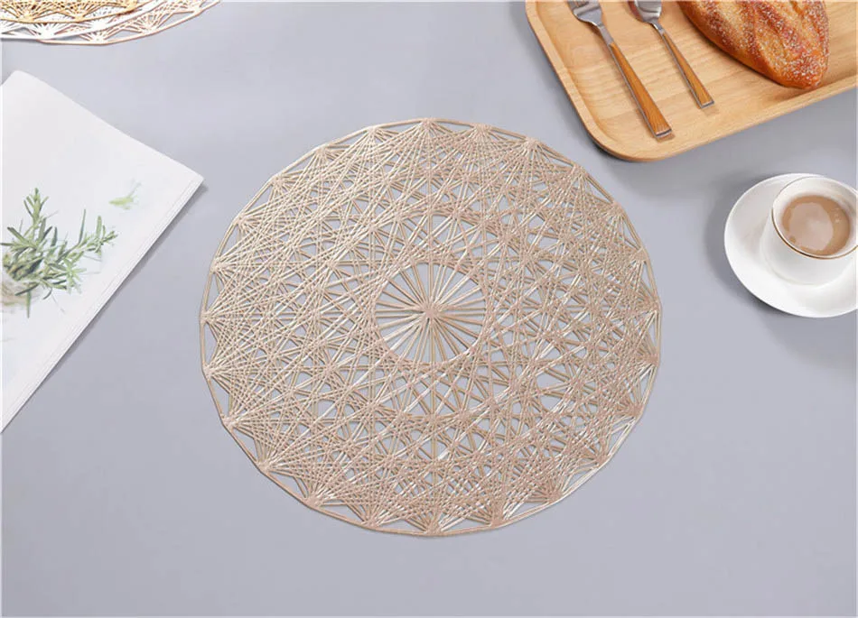 Creative Placemat For Dining Table PVC Hollow Heat-insulated Mats Rose Gold Waterproof Non-slip Coaster Pads Kitchen Appliance