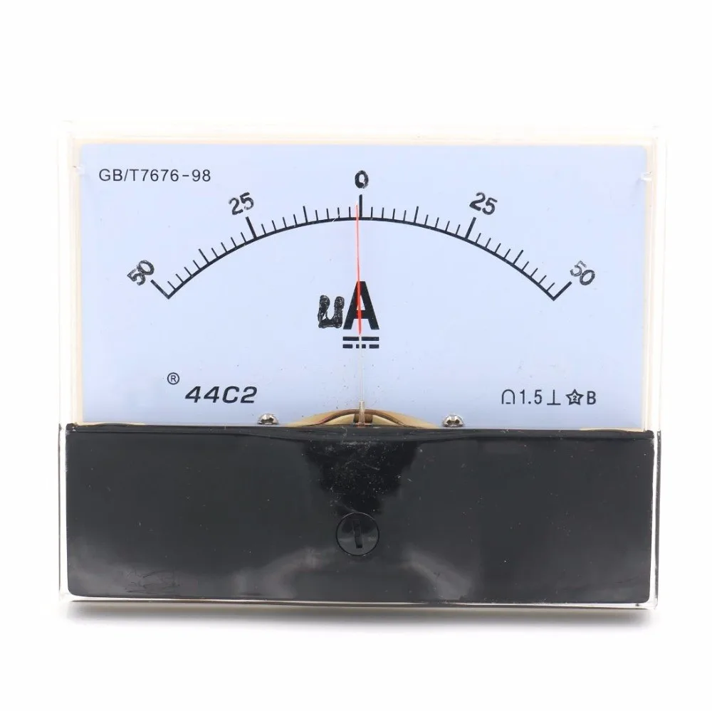 

Analog Ammeter 44C2 Rectangle Dial Panel Ampere Meter DC 50-0-50uA 44C2 +-50uA