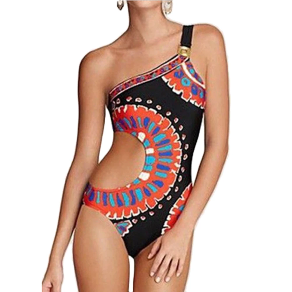 

Cut Out One Shoulder One Piece Swimsuit Monokini Women Swiming Suit Swimwear Bathing Suit Beach Wear Clothes