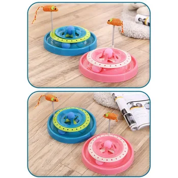 

Pet Interactive Toys Cat double turntable pet puzzle rides track Eduactional Dog Amusement Plate Mouse Cat Toys Cat Turntable