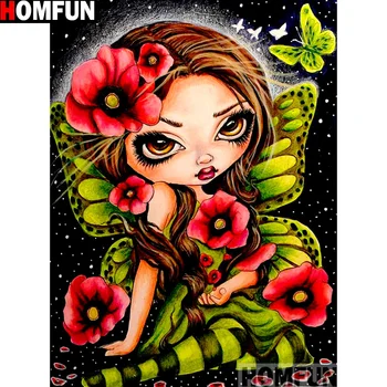 

HOMFUN Full Square/Round Drill 5D DIY Diamond Painting "Flower butterfly" 3D Embroidery Cross Stitch 5D Home Decor A13251