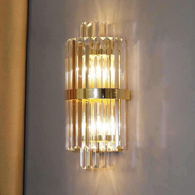 

Crystal Wall Lights for Home Golden Wall Sconce Modern Luxury Living Room Bedroom Bedside Bathroom Light Fixtures