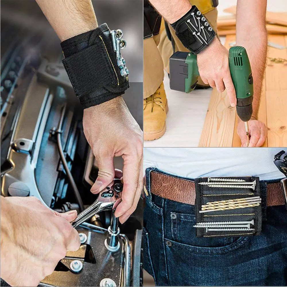 Magnetic Wrist Strap with Strong Magnets DIY Men Gifts for Screws Nail Bolts Drill Bits Fasteners Scissors and Other Handy Tool |
