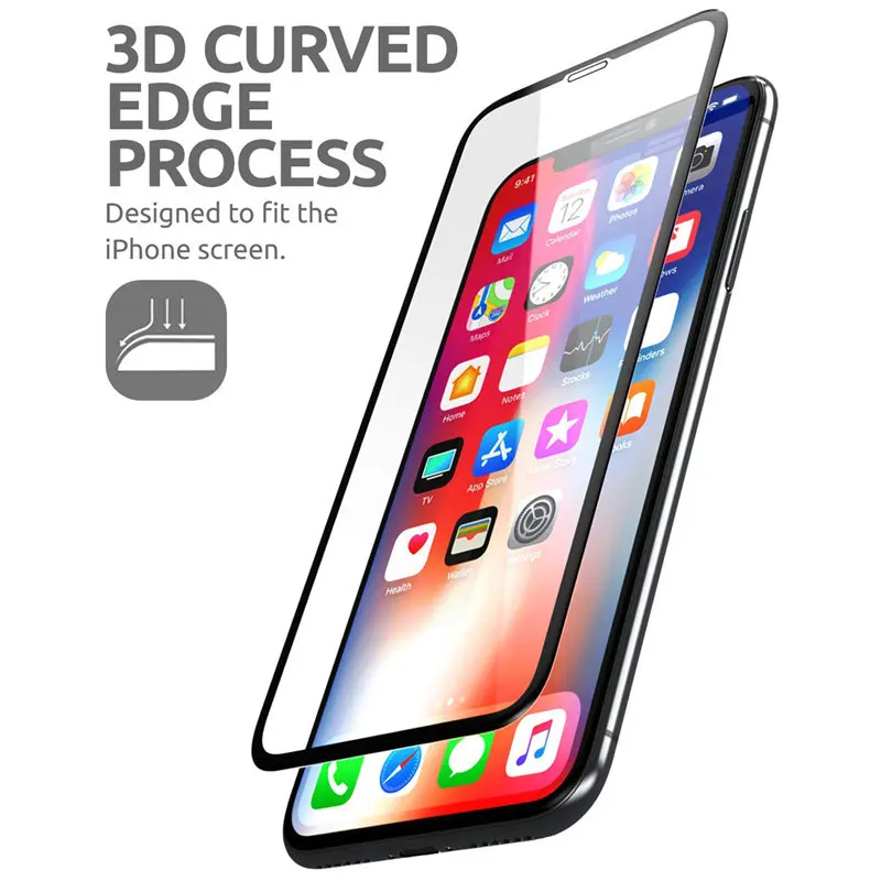 

For iPhone XR 6.1" SUPCASE Anti-Scratch Premium 3D Curved Edge Anti-Impact Tempered Glass Screen Protector With Guide Frame 2pcs