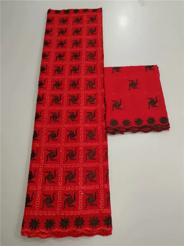 

5+2 Graceful dress material set African cotton lace fabric and 2Y Swiss voile scarf lace cloth for sewing YCV41