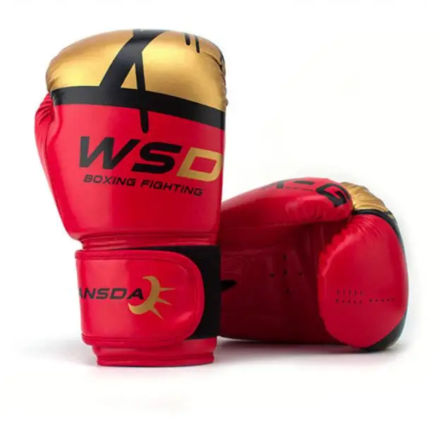 

WANSDA Black/ Pink/Gold Men/Women PU LEATHER Boxing Gloves for Sandbag Punch Training gloves