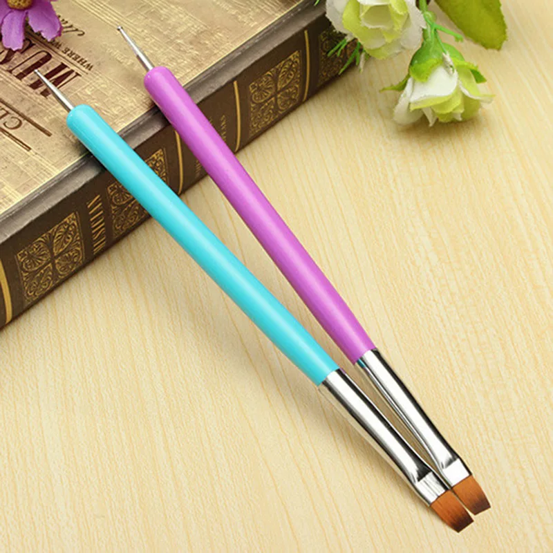 

2PCS Cheapest 2-Ways Acrylic Nail Art UV Gel Design Tips Dotting Painting Brush Pen Fashion Manicure Tools