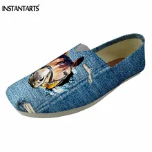 INSTANTARTS/Женская обувь на плоской подошве с 3D-принтом в виде лошади; сезон лето; текстильные Лоферы без застежки; повседневная обувь для девочек; Zapatos