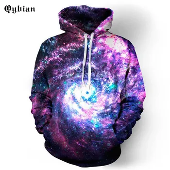 

Qybian Youth charming style Space Galaxy Hoodies Men/Women Sweatshirt Hooded 3d Clothing Cap Hoody Print Paisley Nebula Jacket