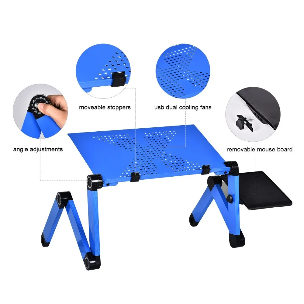 Портативный мобильный ноутбук стоя стол для кровати диван складной столик для ноутбука тетрадь с мышь Pad и вентилятор охлаждения офиса