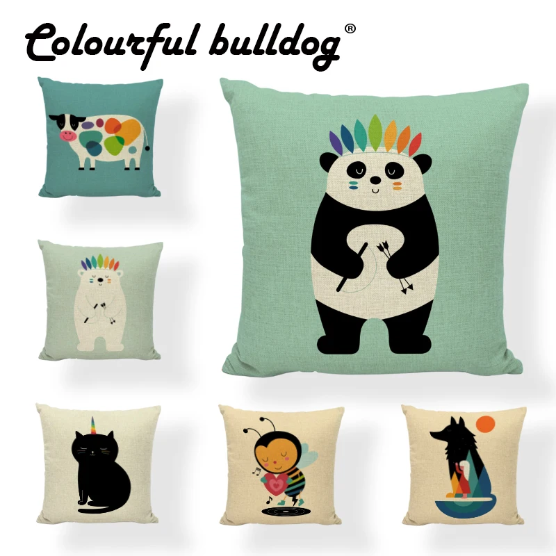 Geometric Animal Cushion Cover Rectangle Dot Striped 17In Trigon Circle