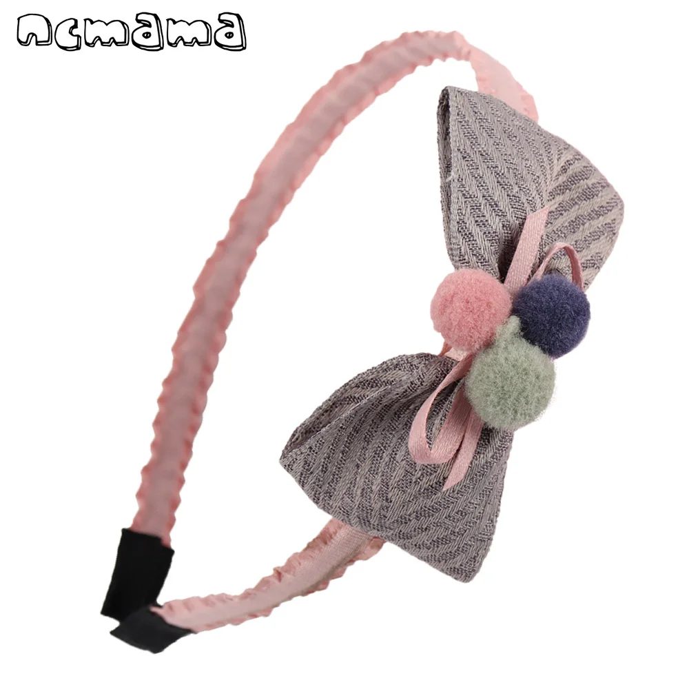

Cute Princess Pompom Hairband Striped Bows Hair Hoop Boutique Korean Headwear For Kids Girls Hair Accessories