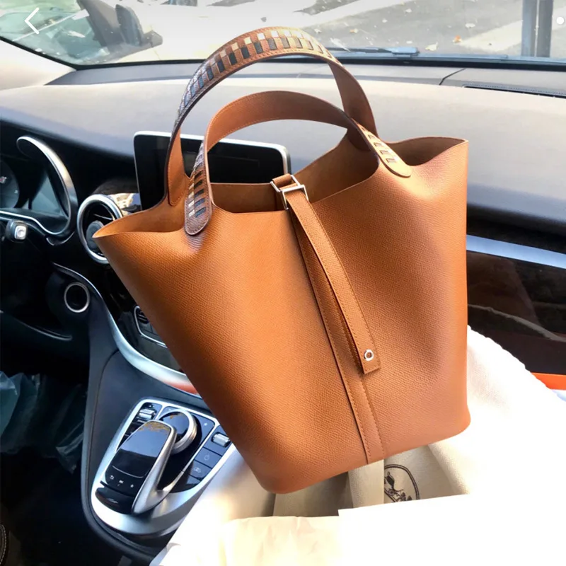 Genuine Leather Women Shoulder Bags Bucket Bag for Girls Crossbody Bags for Women Luxury Handbags Women Bags Designer