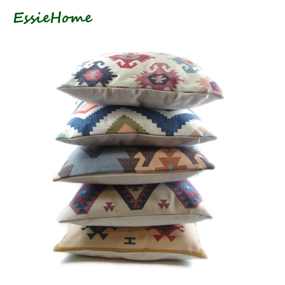 

ESSIE HOME High-End Digital Print Beige Turkish Ethnic Kilim Diamond Pattern Pillow Case Cushion Cover For Sofa Home Decoration