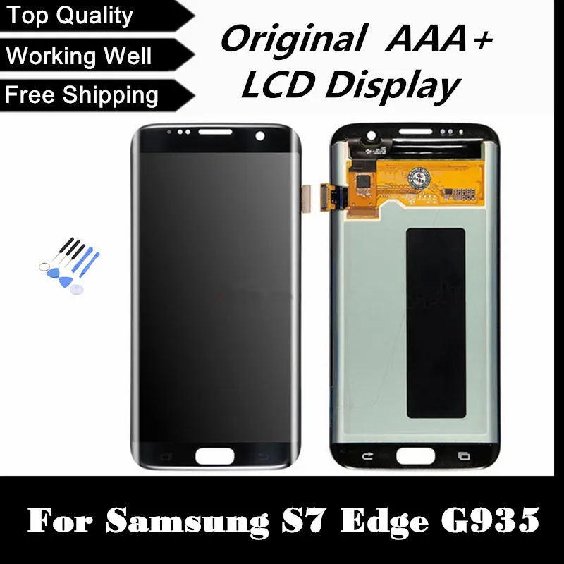100 Original Gold Silver Black LCD Screen Display With Digitizer Assembly For Samsung S7 Edge G935