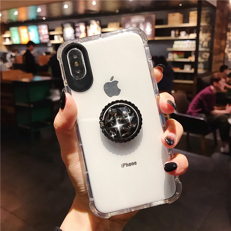 HUANQINGLuxury water drill iPhone xsmax phone shell for 7 Plus 6 6 S 6 Plus 8 Plus 8 Plus X XR TPU support transparent soft shell06