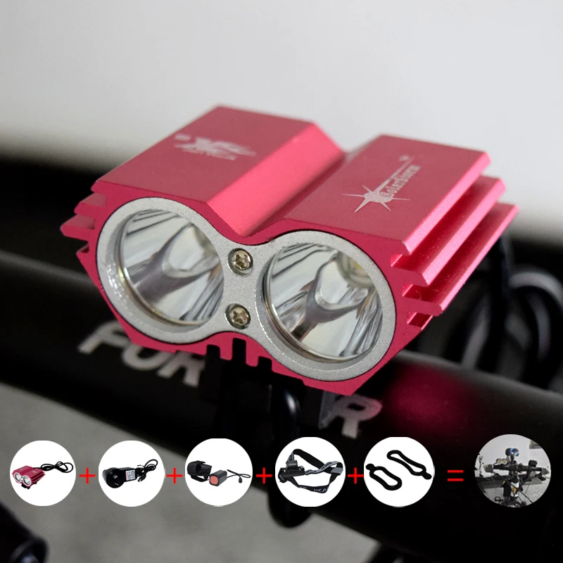 Rechargeable LED Cycling Bike Bicycle Light 5000 Lumens 2 XM-L U2 LED Bike Front Headlight Headlamp Bike Lamp