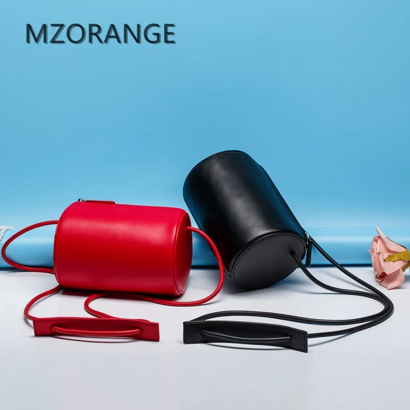 MZORANGE 2017 New women s Genuine leather handbag shoulder crossbody black HARAJUKU female circle handmade vintage