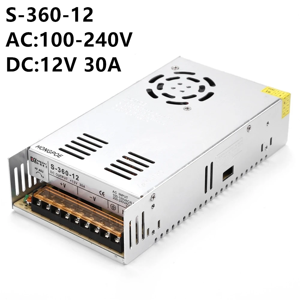 

100PCS 12V 24V Switching Power Supply 360W AC100-240V Input DC to 12V 30A or 24V 15A Packing can be DIY