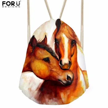 

FORUDESIGNS Crazy Horse Women&Men Casual Backpack Small School Backpack Drawstring Bags for Teenage Girls Mini Package Bag Bolsa