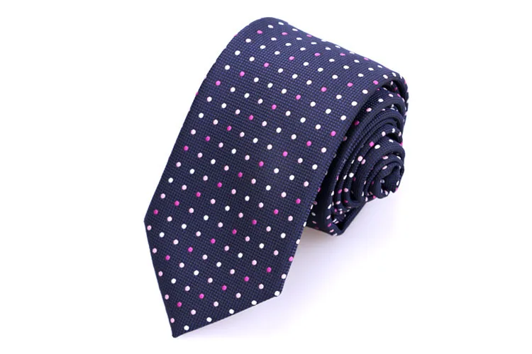 Полиэстер тонкий галстук для мужчин 6 см Для худой шеи галстуки синий черный сплошной горошек Полосатый Бизнес Узкая рубашка с галстуком аксессуары - Цвет: F17