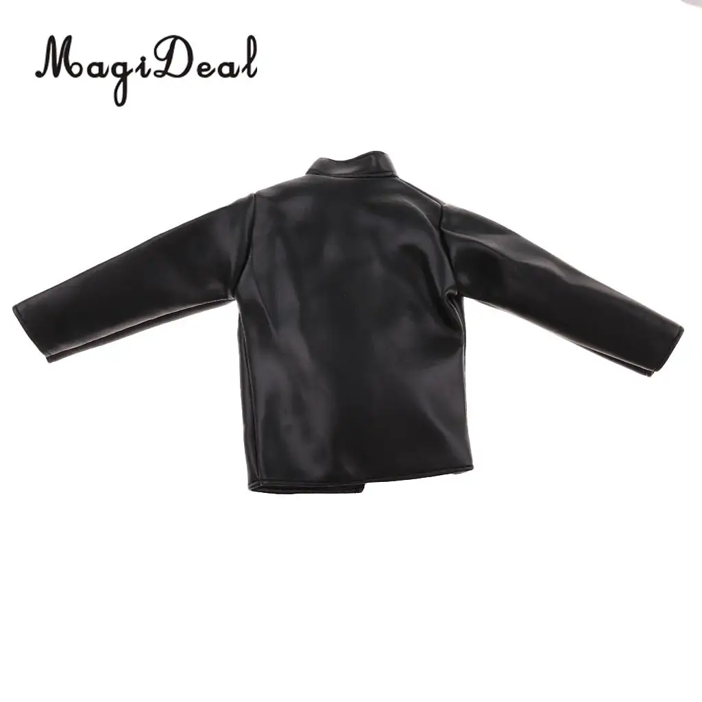 MagiDeal 1/6 Scale Black PU Leather Male Jacket Coat Clothes for 12 Inch Action Figures Doll Toys Accessories