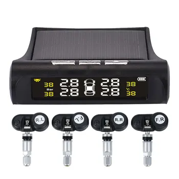 

Car TPMS Tire Pressure Digital Solar Energy Monitoring System Auto Security Tire Pressure Alarm Systems LCD 4 Internal Sensors