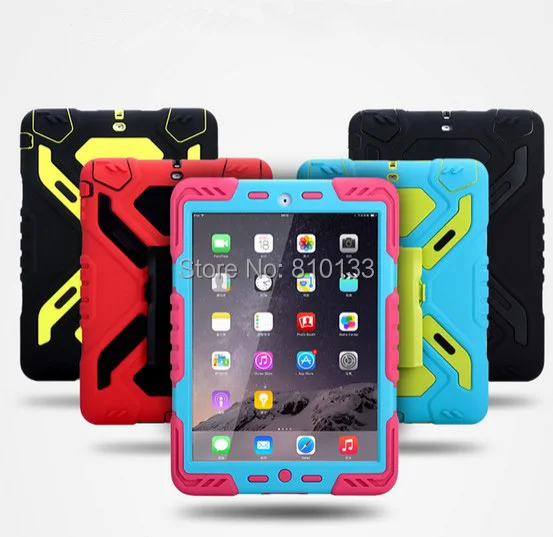

Rotate 360 Total package side Heavy Duty Waterproof Dust/Shock Proof with stand Hang cover SILICONE Case For iPad 6 Air2