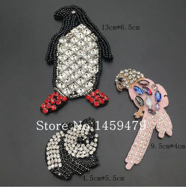 

New 1pcs Penguin/panda/parrot Hand-stitched beads cloth clothing DIY accessories beaded decoration DIY patch paste