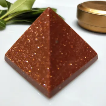 

Natural Gold sandstone crystal Mineral quartz Engraved 40mm1.5 inch Pyramid Carved Chakra Stones Healing Reiki home Decoration