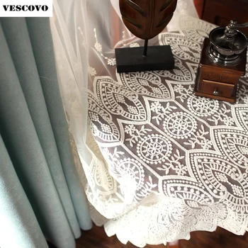 

New Europe Embroidered tulle Window Curtains For living Room/ Bedroom Sheer Curtains Window Treatment /drapes Home Decor