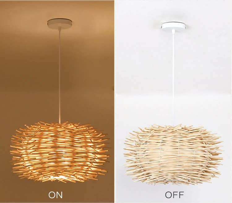 Art Deco Led Hand Made Bine Pendant Light  Wood pendant Lights 220v E27 Bird Nest Cage Pendant Lamp For Resturant Home (9)