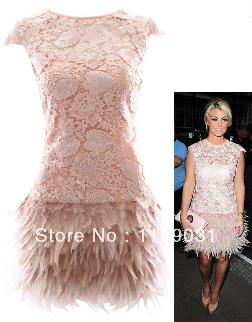 coast feather dress pink