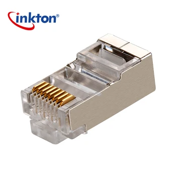 

Inkton Network Crystal Head Cat6 RJ45 Ethernet Computer Connector FTP 8p8c Metal Shielding Modular Plug Gold Plated Crystal Head