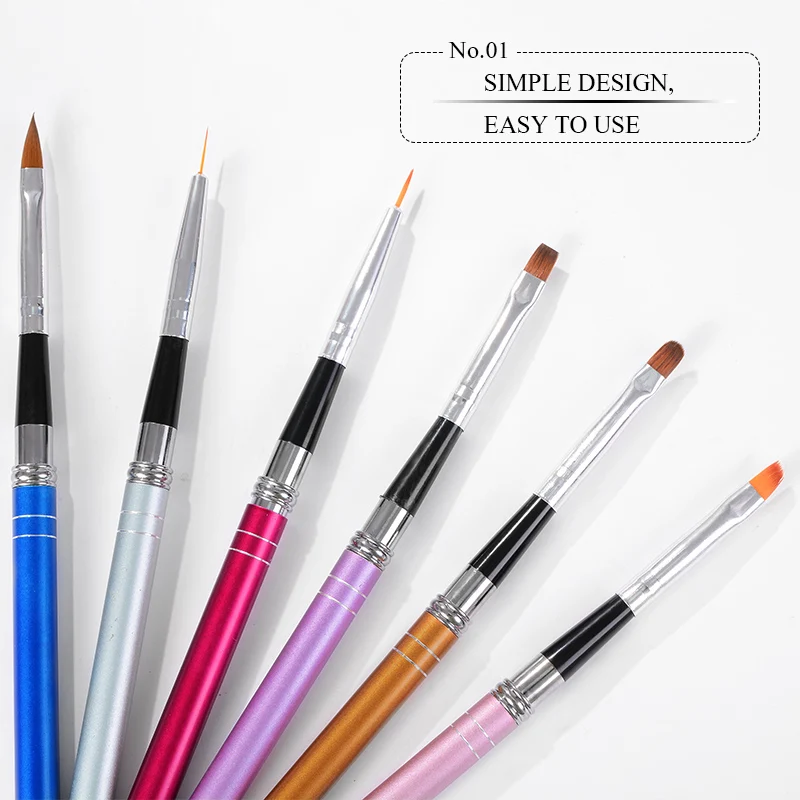Металлическая кисть для рисования ногтей с градиентом, УФ-гель, акриловая кисть для дизайна ногтей, французская ручка для дизайна ногтей, инструмент для рисования салона DIY